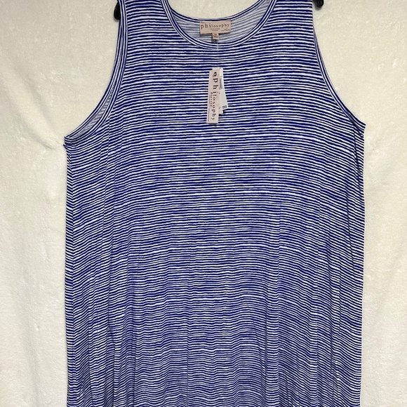 Philosophy Women's Dress 3X Blue/White Striped Sleeveless Midi NWT - Picture 2 of 10